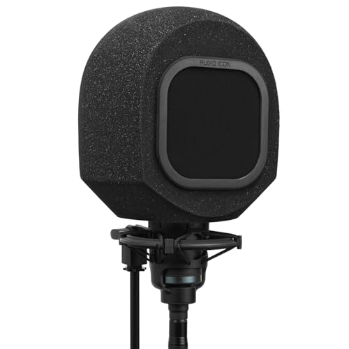 Soundbox Vocal Recording Isolation Booth | Portable Microphone Shield, Pop Filter for Studio-Quality Sound for Singing, Podcasting, Acoustic High-Density Foam Ball, Mic Soundproof Box (Classic Black) - color: Classic Black Pop Filter
