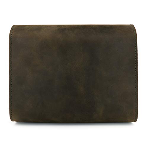 MegaGear Pebble Genuine Leather Camera Messenger Bag for Mirrorless, Instant and DSLR Cameras - color: Olive