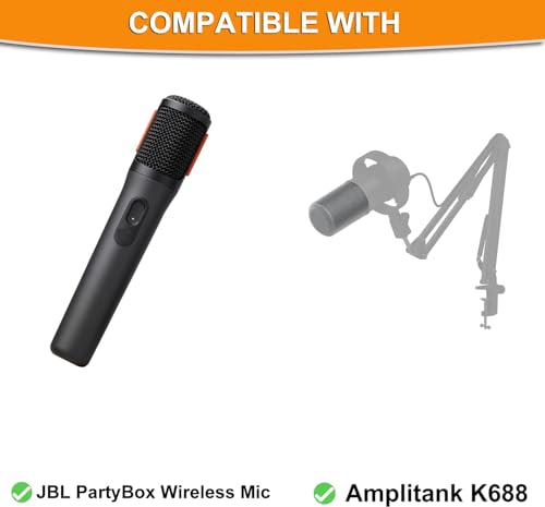 Defean 2 Pack Microphones Pop Filter Compatible with JBL PartyBox Wireless Mic Microphones,for Fifine Amplitank K688 Microphone, Replacement Windscreen Flocked Foam - Cylinder Shape (Grey)