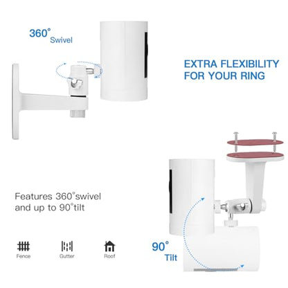 2Pack Adjustable Security Wall Mount Bracket for Ring Stick Up Cam & Ring Outdoor Cam Plus, Perfect View Angle for Your Surveillance Camera System - White - color: White