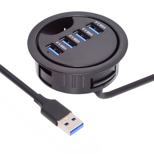 Cablecc 4 Ports USB 3.0 Hub USB Splitter 60mm Desk Grommet Dock Station Interface for Desktop PC Desk - style: 4USB3.0