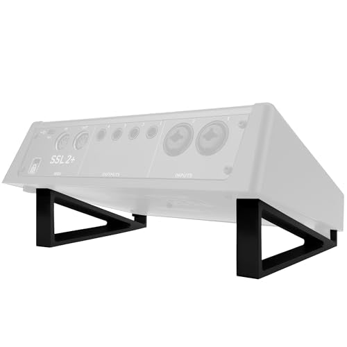 Musiin Audio Interface Stand compatible with SSL2+ MK2,ID14 MK2,ID4 MK2,Apollo X 4,and more.Minimal design with solid triangle frame saves space and keeps your setup stable and professional (black) - color: Black