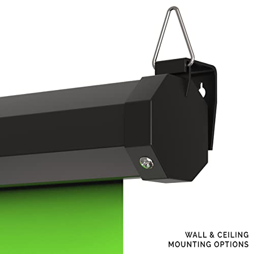 【Wider Style】 KHOMO Gear Green Screen 84 x 84 inch – Extra Large Pull Down Backdrop – Portable Collapsible Roll Down Projector Screen – Green Screen for Video, Streaming, and Photography - color: Green - Black Metal Frame