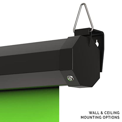 【Wider Style】 KHOMO Gear Green Screen 84 x 84 inch – Extra Large Pull Down Backdrop – Portable Collapsible Roll Down Projector Screen – Green Screen for Video, Streaming, and Photography - color: Green - Black Metal Frame