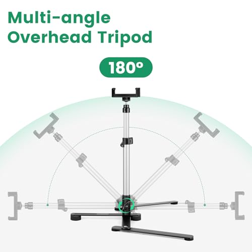Overhead Tripod for Mini Projector, 360° Adjustable Overhead Phone Mount, Tabletop Tripod for Cookie Decorating Online Video and Draw Recording, Compatible with Phones, Webcam, and Mini Cameras