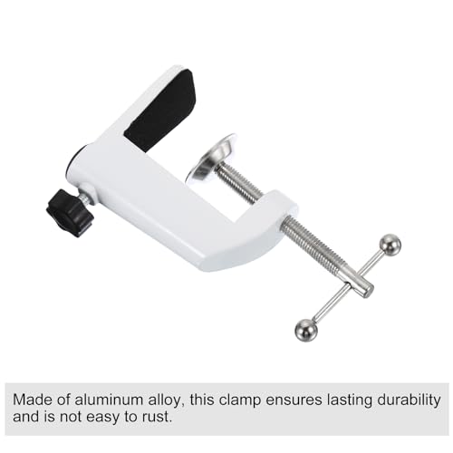 PATIKIL 0.47" Hole Dia. Desk Clamp, Universal Bracket Adjustable C-Clamp Base for Microphone Mic Arm Table Lamp Mount Holder, White