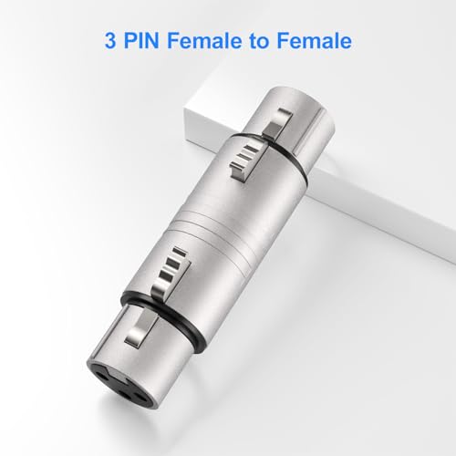 4 Pack (2 Pair) Professional XLR Adapter, 3 Pin XLR Female to Female & Male to Male Connector, Fit for Microphone, Audio Mixer, Speaker, Silver - size: 2 Pair