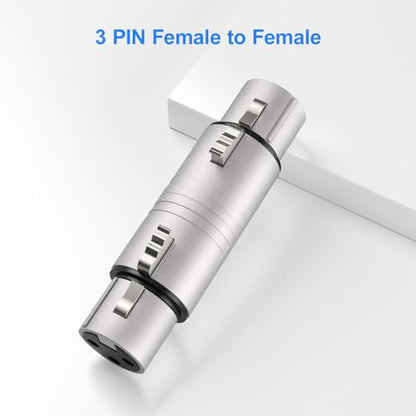 10 Pack (5 Pair) Professional XLR Adapter, 3 Pin XLR Female to Female & Male to Male Connector, Fit for Microphone, Audio Mixer, Speaker, Silver - size: 5 Pair