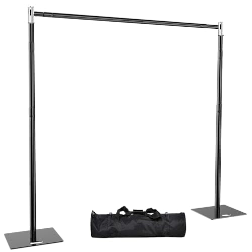 TOCRETOARE Pipe and Drape Backdrop Stand 10FT x 8FT, Adjustable Backdrop Stand Heavy Duty, Background Stand, Backdrop Stand for Parties, Photography, Wedding, Birthday Decoration - color: Black, size: 8x10ft
