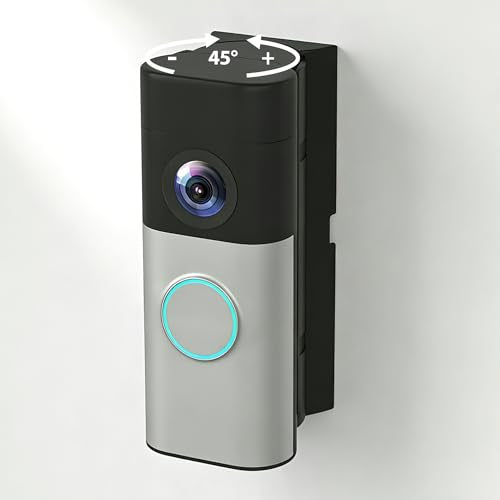 Adjustable Doorbell Angle Mount Compatible with R-ing Wired Doorbell Plus/Pro & Blink Video Doorbell, 0-45° Corner Mounting Bracket, Universal Left/Right Door Holder for Home & Apartment