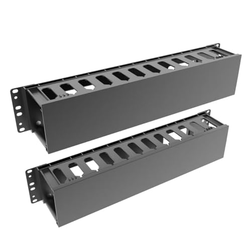 2 Pack of 2U Plastic Cable Management Organizer 12 Slots Horizontal 19" Rack Mount Cable Manager Disassembled