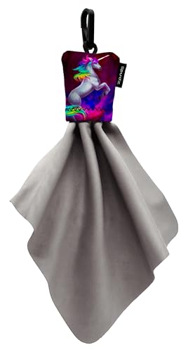 SPUDZ Classic Microfiber Lens Cleaner – Clip-On Pouch, Washable – for Binoculars, Scopes, Glasses, Screens | Classic | Vibrant Unicorn, 6 x 6 Inch - color: Vibrant Unicorn, size: 6 x 6 Inch