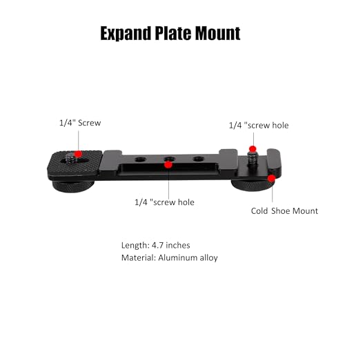 Multi-Camera Mount Rig for DJI Osmo Pocket 3 4 insta360 Luna Ultra & DSLR Digital Action Camera – Dual 1/4" Screws with Cold Shoe Mounts, Tripod Compatible, Supports Phone as Monitor