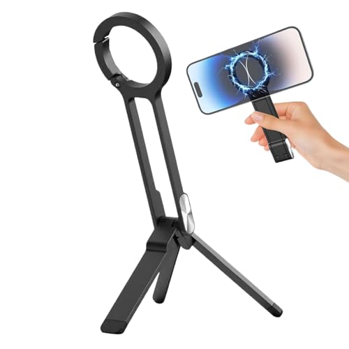 Magnetic Phone Tripod - Aluminum Foldable Stand, Adjustable Stable Mount, Lightweight Durable Holder | Smartphone Tripod for Desk Home Outdoor Video Calls Filming Content Creation Entertainment - color: Black