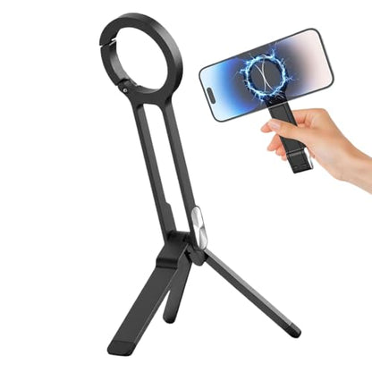 Magnetic Phone Tripod - Aluminum Foldable Stand, Adjustable Stable Mount, Lightweight Durable Holder | Smartphone Tripod for Desk Home Outdoor Video Calls Filming Content Creation Entertainment - color: Black