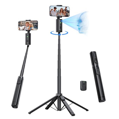 UBeesize 67'' Auto Face Tracking Phone Tripod, 360° AI Follow Selfie Stick with Remote, Adjustable Tripod Stand for iPhone 17/16/15/14/13 & Android, for TikTok, Vlogging & Video Recording