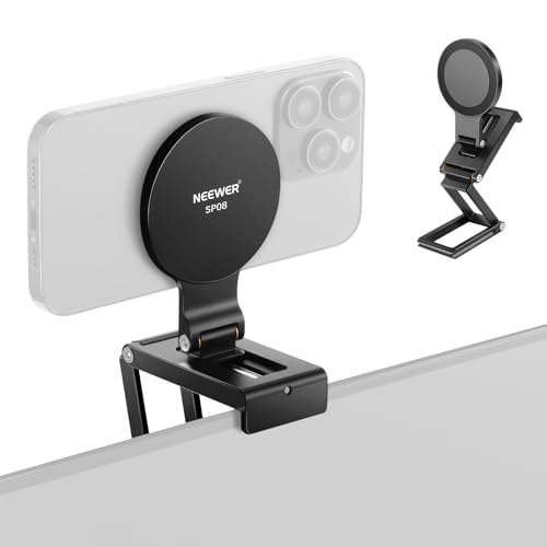 NEEWER Continuity Camera Mount for Desktop Monitor, Magnetic Tri Fold Desk Phone Webcam Holder with Arca Type Base, Compatible with MagSafe iPhone iMac Apple TV 4K Desktop Mac Laptop Samsung, SP08 - style: SP08