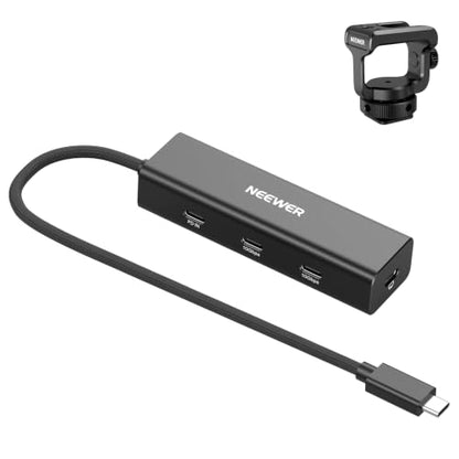 NEEWER USB C Hub Dock with Cold Shoe Mount, 4 in 1 USB 3.1 Gen2 Extender Multiport Adapter Dongle 100W PD Charging 10Gbps 4K 60Hz Compatible with iPhone iPad Mac Android Laptop Field Monitor, PS030E