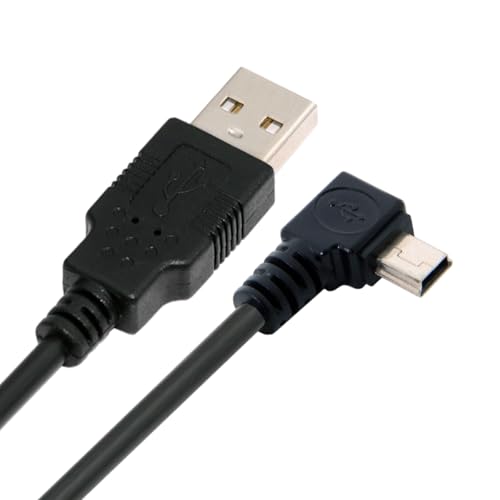 JSER Mini USB2.0 5Pin Type-B Male 90 Degree Left Angle to USB 2.0 Type-A Male Power Data Cable 480Mbps with Single Ferrite Core Compatible with Computer Camera Laptop Desktop (Left Angle 10ft/3.0m) - size: 3.0m, style: Left Angle