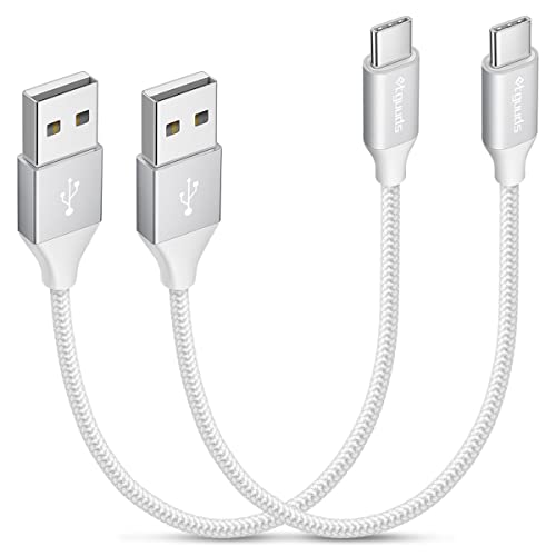etguuds USB to USB C Cable 1ft, 2-Pack USB A to Type C Charger Cord Fast Charging for Samsung Galaxy A17 A16 A15 A26 A36 A56, S25 S24 S23 S22 S21 S20 S10 Note 20, for iPhone 17 16 15, Moto, White - color: White, size: 1ft