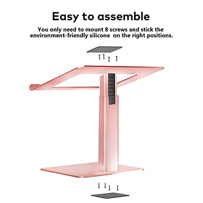 Laptop Stand for Desk, Ergonomic Aluminum Laptop Stand Adjustable Height from 7-15", Sitting and Standing Laptop Riser for 10-17" Notebook - color: Gold Rose