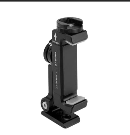 Metal Phone Tripod Mount with Rotatable Cold Shoe for Microphone Mount, Compatible with iPhone & Android, Universal Tripod Adapter for Vlogging, Cell Phone Holder, Youtube, Video Creators Rig
