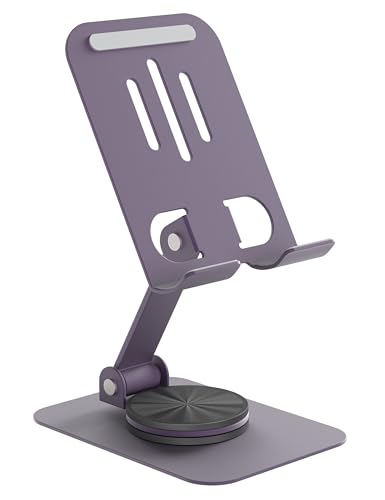 Metal Cell Phone Stand for Desk, Multi-Angel Adjustable 360° Rotation Non-Slip and Foldable Mobile Phone Stand, Compatible with iPhone 17 16 Pro Max and All Smartphones, Purple - color: Purple