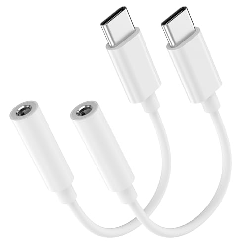LERTOSEN 2 Pack USB C to 3.5mm Headphone Jack Adapter – HiFi Audio Dongle, Type C to Aux Female Cable Cord Compatible with iPhone 17/16/15 Pro Max, Galaxy S25/S24/S23, iPad Pro, Pixel, MacBook - color: White, size: 2 Pack