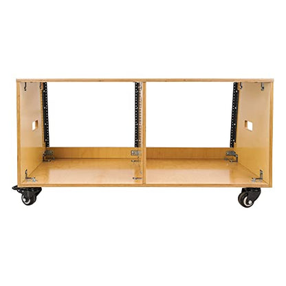 Sound Town DIY 2 x 8U Slanted Studio Rack with Solid Baltic Birch Plywood, Casters, Golden Oak for Recording Room, Home Studio (SDRK-D8T) - size: 2 x 8U, Golden Oak