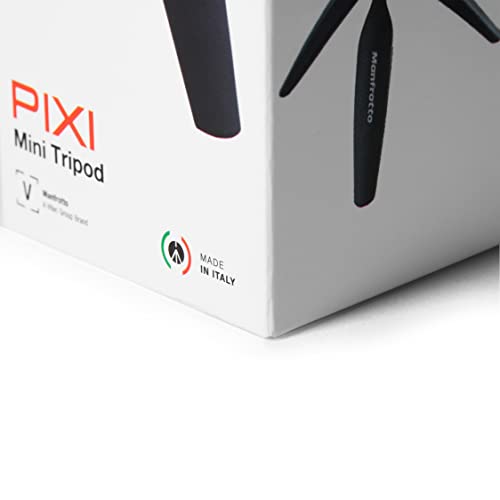 Manfrotto MTPIXIMII-B, PIXI Mini Tripod with Handgrip for Compact System Cameras, for DSLR, Mirrorless, Video, Made in Italy, Technopolymer and Aluminum, Black - style: PIXI Mini Made in Italy