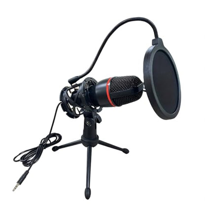 3.5mm Condenser Microphone Kit with Adjustable Tripod - Studio Recording Mic Compatible with Laptop and Desktop