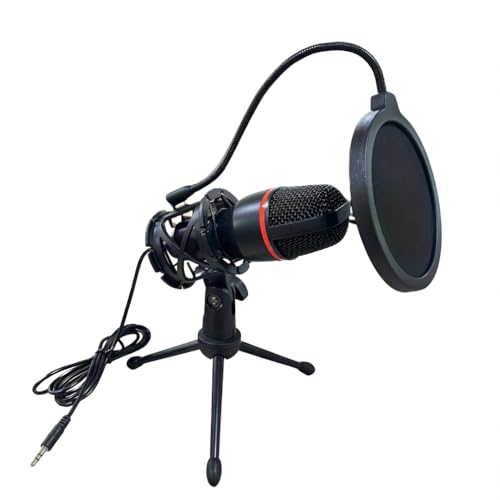 3.5mm Condenser Microphone Kit with Adjustable Tripod - Studio Recording Mic Compatible with Laptop and Desktop