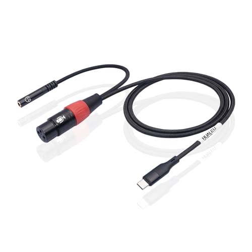 6.6FT USB C to XLR Female Microphone Cable & 3.5mm (1/8") Female Stereo Output Adapter,USB C to 3.5mm Headphone & XLR Microphone rec Cable for iPhone 15 Mac Book Garageband, Tablet - size: 6.6 ft