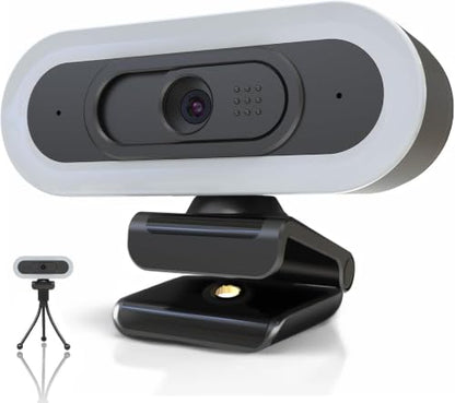 W4 2K Autofocus Webcam with Dual Mics & LED Light, 1080P 60fps/2K 50fps, USB Streaming Camera for PC, Laptop, Switch 2, Desktop - Plug and Play - color: Black-W4 2K Autofocus