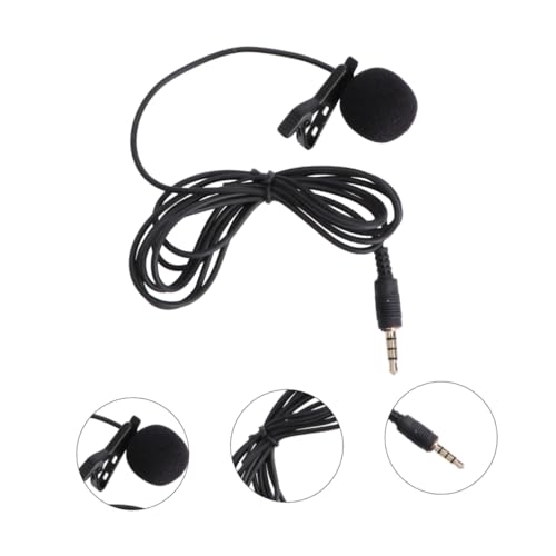 Abaodam Mini Portable Clip Lavalier Condenser Mic for Phone Camera Laptop High Sensitivity Black for Video Meetings Recordings and Chatting