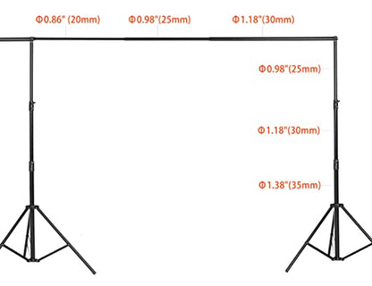 Kate 10x20ft (3x6m) Photography Backdrop Frame Stand for Room Set Adjustable Heavy Duty Photography Background Support System Kit