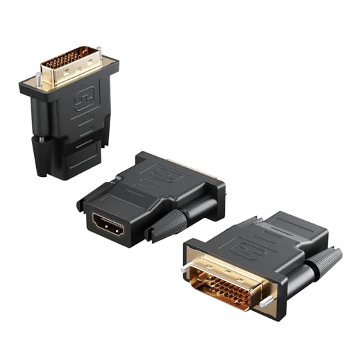 DVI to HDMI Adapter, 3-Pack Bi-Directional DVI(24+1) Male to HDMI Female with Gold-Plated Cord，Support 1080P for Computer, Monitor, Projector, TV, PS3/4/5 Nintendo Switch