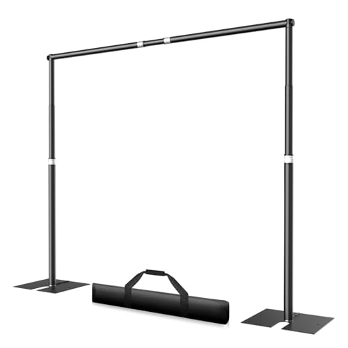 EMART Heavy Duty Backdrop Stand for Parties, 10x12 ft Pipe and Drape Adjustable Back Drop Stand Kit with Flat Base, Sturdy Photo Background Frame DIY Pole for Flower Wall Wedding Curtain - color: Black, size: 10x12ft