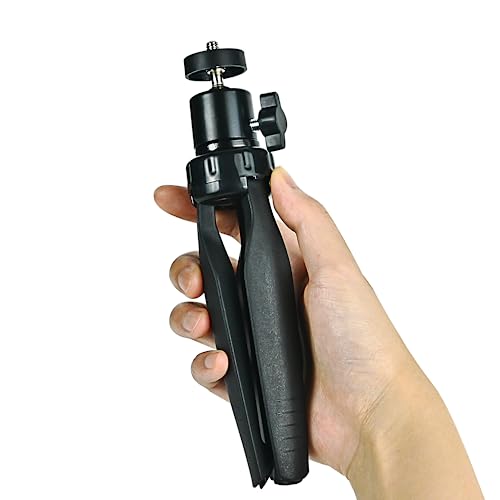 Mini Desktop Tripod Stand with 6.3 inch Universal 1/4 Screw Ballhead for Projectors, DSLR Cameras, Webcams, Smartphones, and Selfie Sticks - Black Angle Adjustable