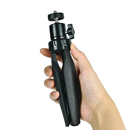 Mini Desktop Tripod Stand with 6.3 inch Universal 1/4 Screw Ballhead for Projectors, DSLR Cameras, Webcams, Smartphones, and Selfie Sticks - Black Angle Adjustable