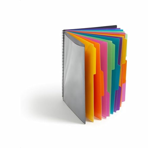 Smead Project Organizer, 24 Pockets, Grey with Assorted Bright Tabs, Tear Resistant Poly, 1/3-Cut Tabs, Letter Size (89206) - style: Brights, 1 Count