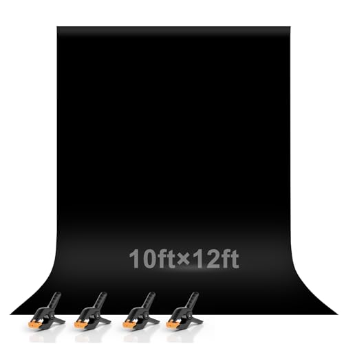 EMART 10x12ft Black Photo Backdrop Screen for Photography, Large Negros Drapes Party Background Curtain, Polyester Fabric Sheet Video Studio Portrait Photoshoot - size: 10x12ft