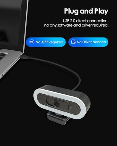 2K 50FPS Webcam for PC/Mac, Computer Camera with Fill RGB Lights, 2 Noise-Canceling Microphone, Autofocus and Tripod for Meeting, Live Streaming, Video Calls, Gaming, Works with Zoom, Skype, Teams - style: 2K/65°FOV
