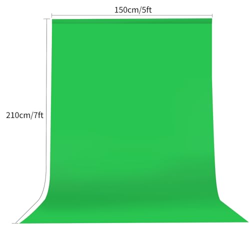 Hemmotop Chromakey Green Screen Backdrop 5x7ft | Pure Green Polyester, Perfect for Streamig YouTube Gaming Zoom, Convenient Rod Pocket, Steam Iron Removes Creases, Washable - color: Green, size: 5x7ft