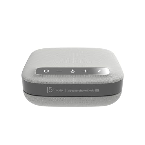 j5create USB-C Dual 4K Speakerphone Dock Pro, Dual 4K HDMI Audio Dock for Video Conference, USB-A x 2, USB-C, Gigabit ethernet, Pass-Through Charging - Works with Teams, Zoom (JCDS337)