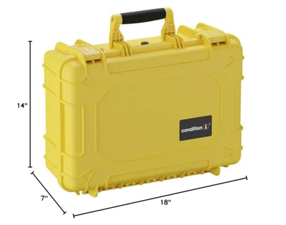 Condition 1 18" Medium Waterproof Hard Case with Foam, Model 801, Portable Protective Storage, Box for Travel, Tactical Gear, Made in USA, 18.36"x13.70"x 7.03" Yellow - color: Yellow