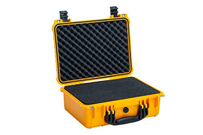 MEIJIA Portable All Weather Waterproof Camera Case With Foam,Fit Use of Drones,Camera,Equipments,Pistols,15.98x12.99x6.85inches - color: Yellow