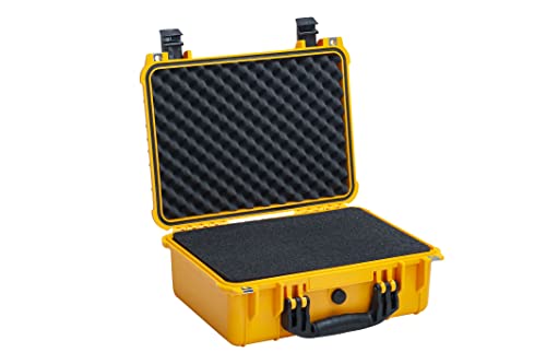 MEIJIA Portable All Weather Waterproof Camera Case With Foam,Fit Use of Drones,Camera,Equipments,Pistols,15.98x12.99x6.85inches - color: Yellow
