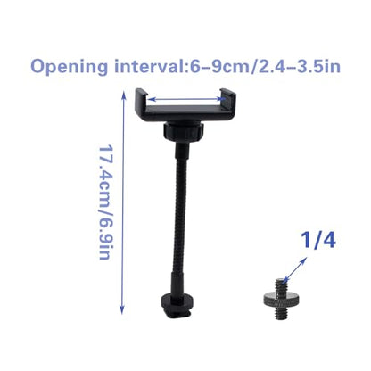 Ring Light Phone Holder with Hot Shoe & 1/4 Adapter, Adjustable Gooseneck | Universal Camera Phone Holder, Flexible Phone Mount Attachment Replacement for Camera, Ring Light & Tripod Stand