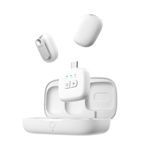 ULANZI A30 Tiny Mic Magnetic (White), Wireless Lavalier Microphone Mini Size, Noise Cancellation, 164 ft Range, 20H Battery Life, Lapel Microphone for Video Recording, DSLR, iPhones, Android, PC